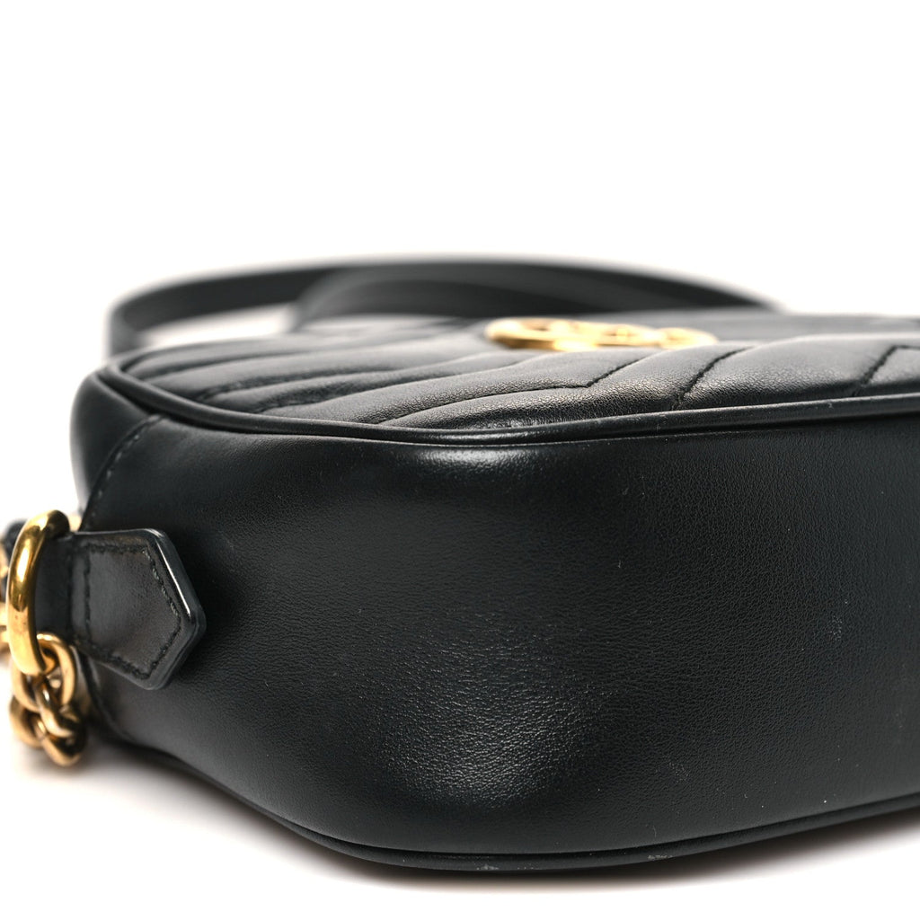 Calfskin Matelasse Mini GG Marmont Chain Shoulder Bag Black
