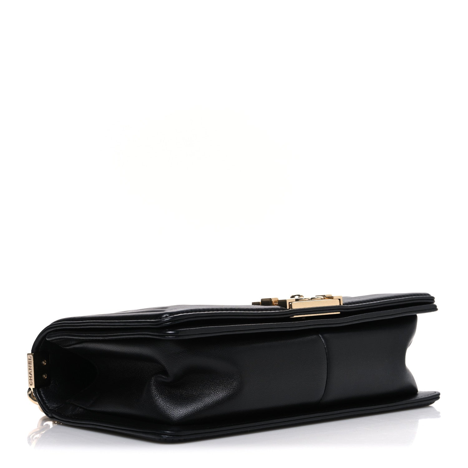 Calfskin Chevron Quilted Medium Boy Flap Black