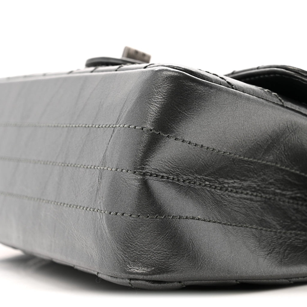 Metallic Aged Calfskin Chevron Quilted 2.55 Reissue Mini Flap Grey