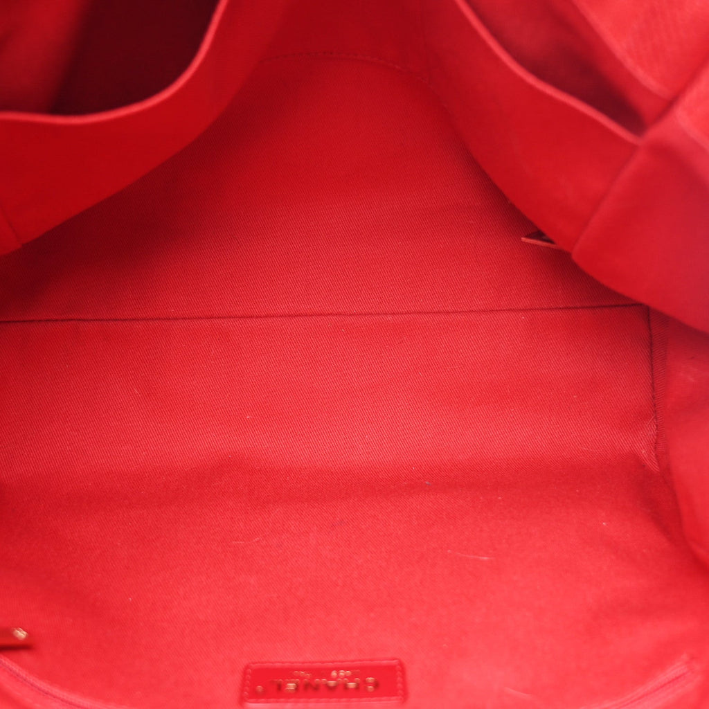 Mixed Fibers Striped Small Deauville Tote Red