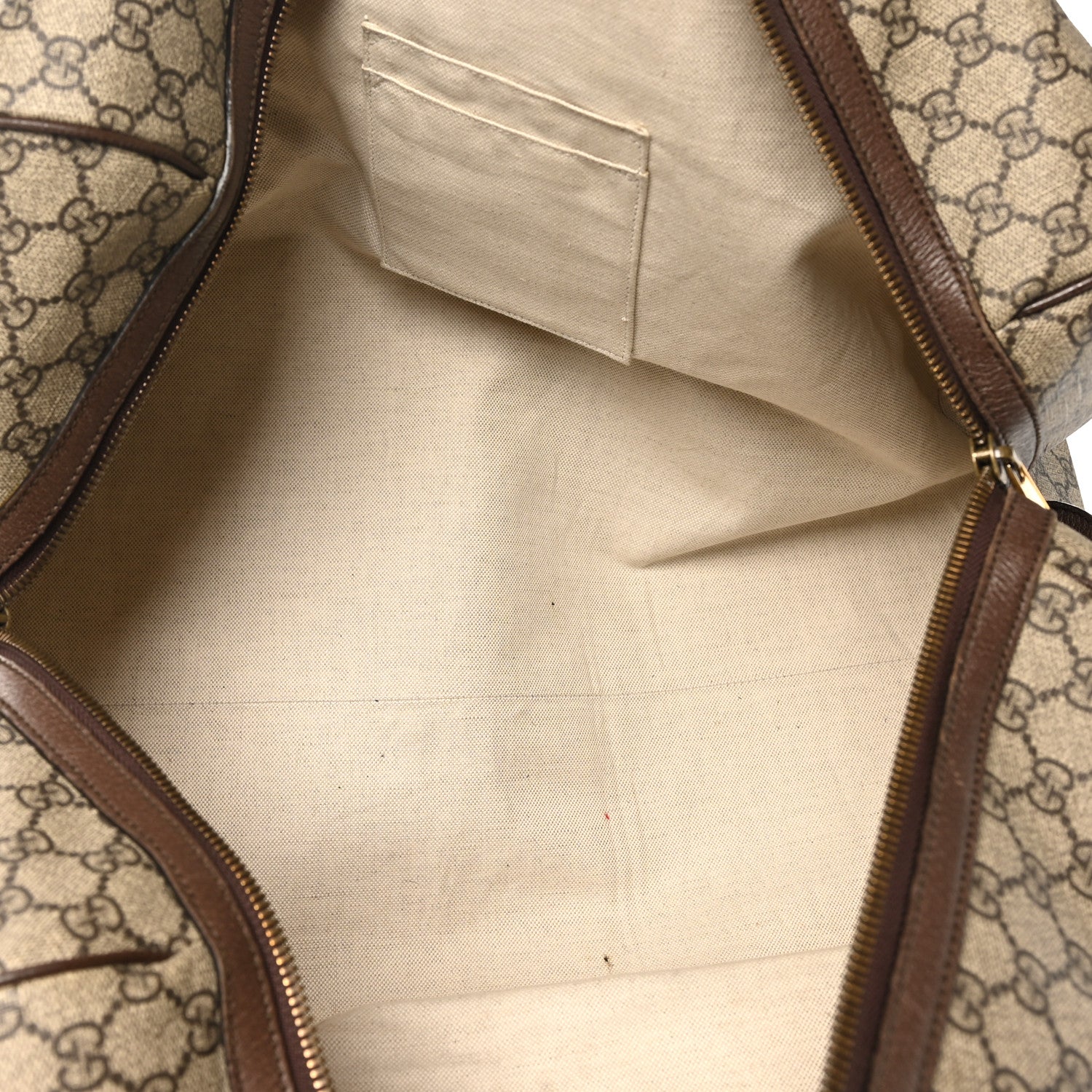GG Supreme Monogram Textured Dollar Calfskin Web Medium Ophidia Carry-On Duffle Bag Beige Ebony New Acero