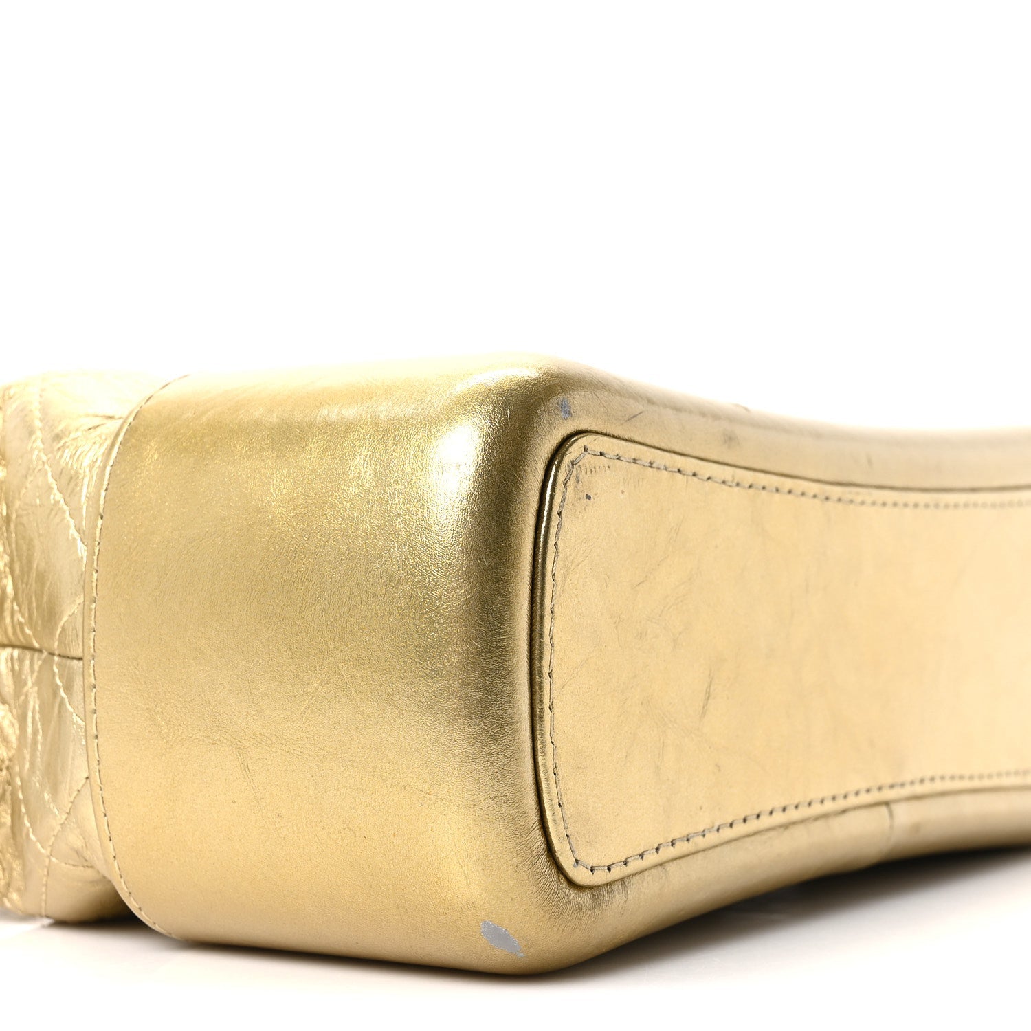 Metallic Aged Calfskin Quilted Medium Gabrielle Gold