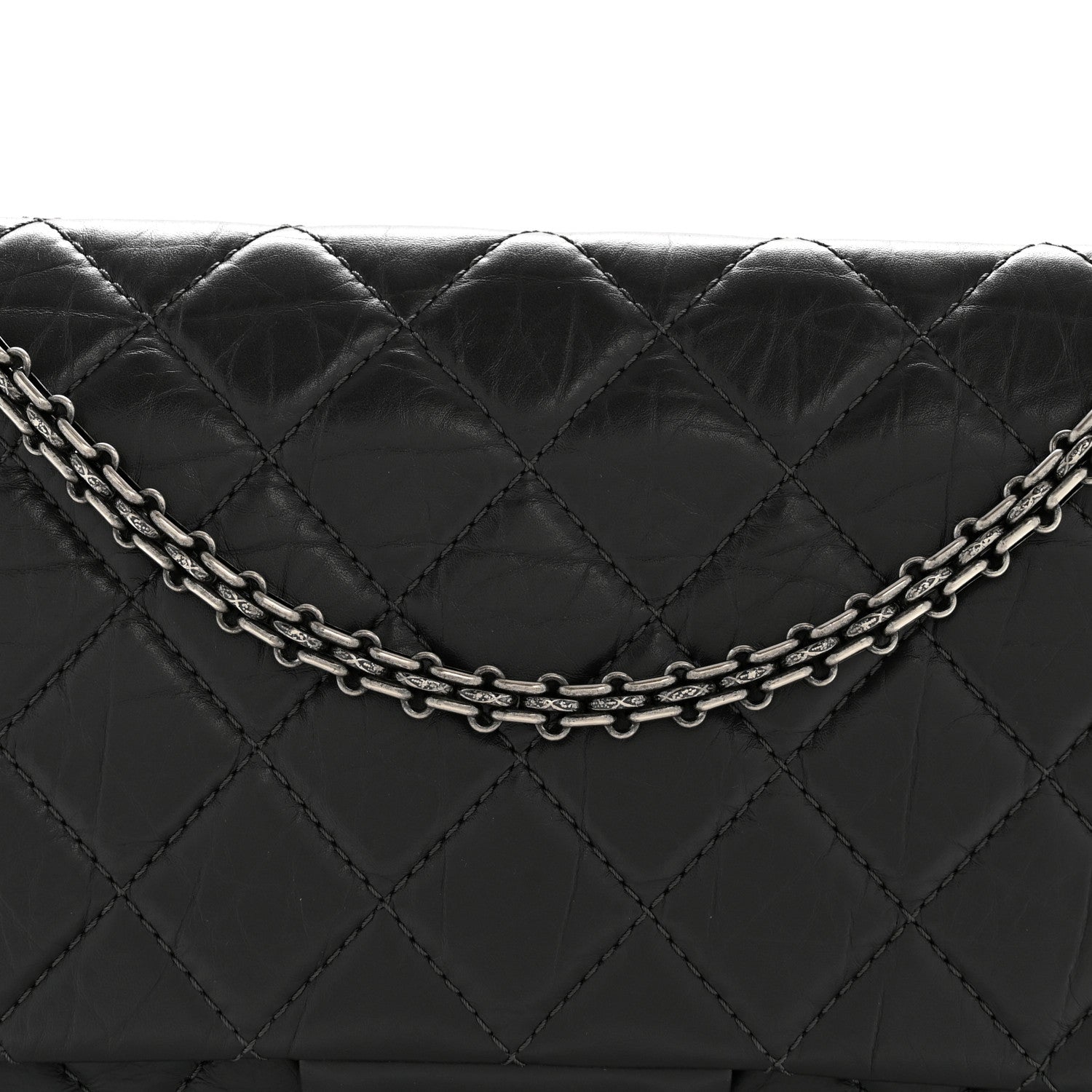 Aged Calfskin Quilted 2.55 Reissue 227 Flap Dark Grey