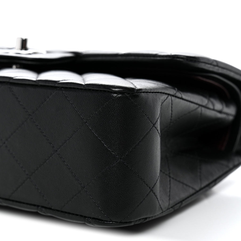 Lambskin Quilted Small Double Flap Black