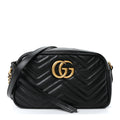 Calfskin Matelasse Small GG Marmont Chain Shoulder Bag Black