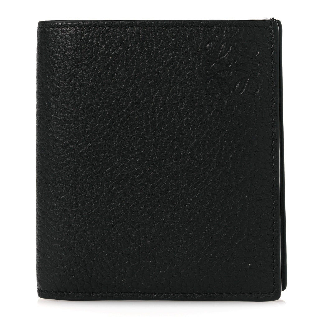 Grained Calfskin Vertical Bi-fold Wallet Black