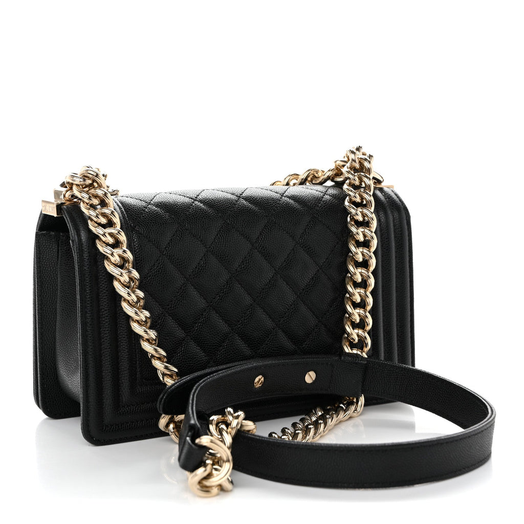 Caviar Quilted Small Boy Flap Black