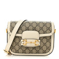 GG Supreme Monogram Web Mini Horsebit 1955 Shoulder Bag Beige Mystic White