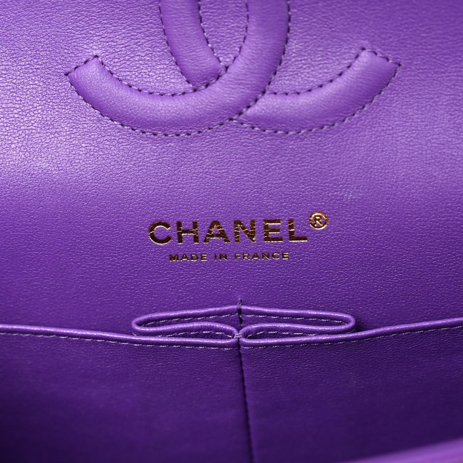 Caviar Quilted Medium Double Flap Purple