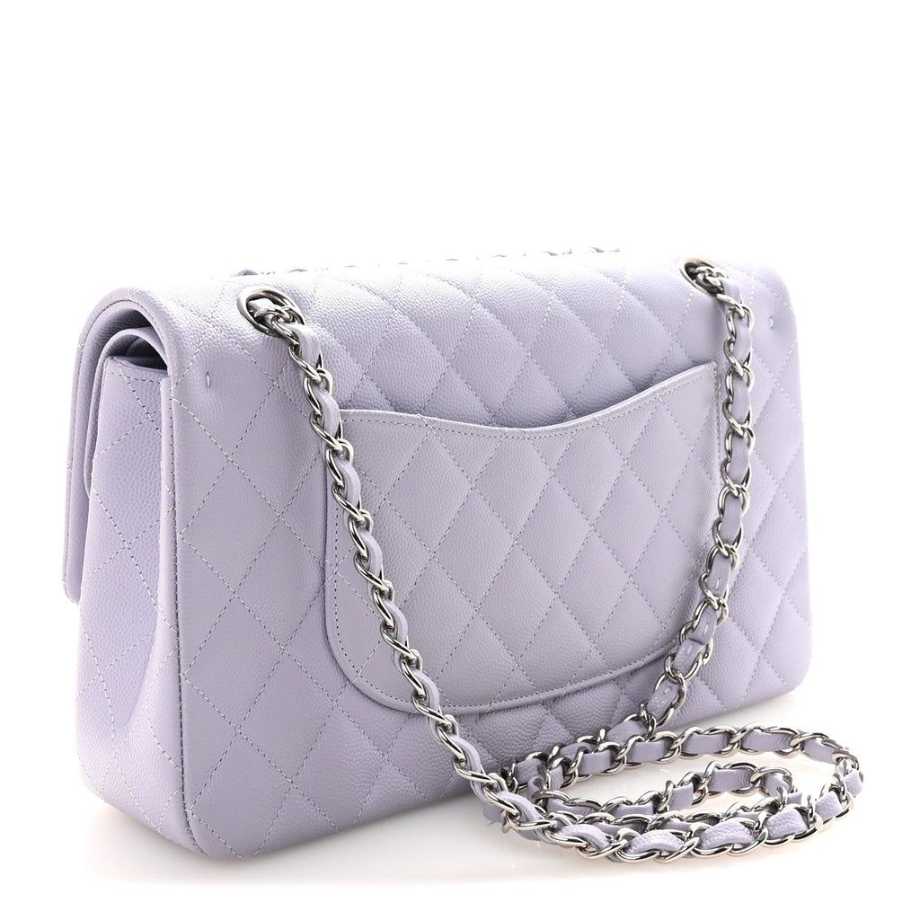 Caviar Quilted Medium Double Flap Light Purple