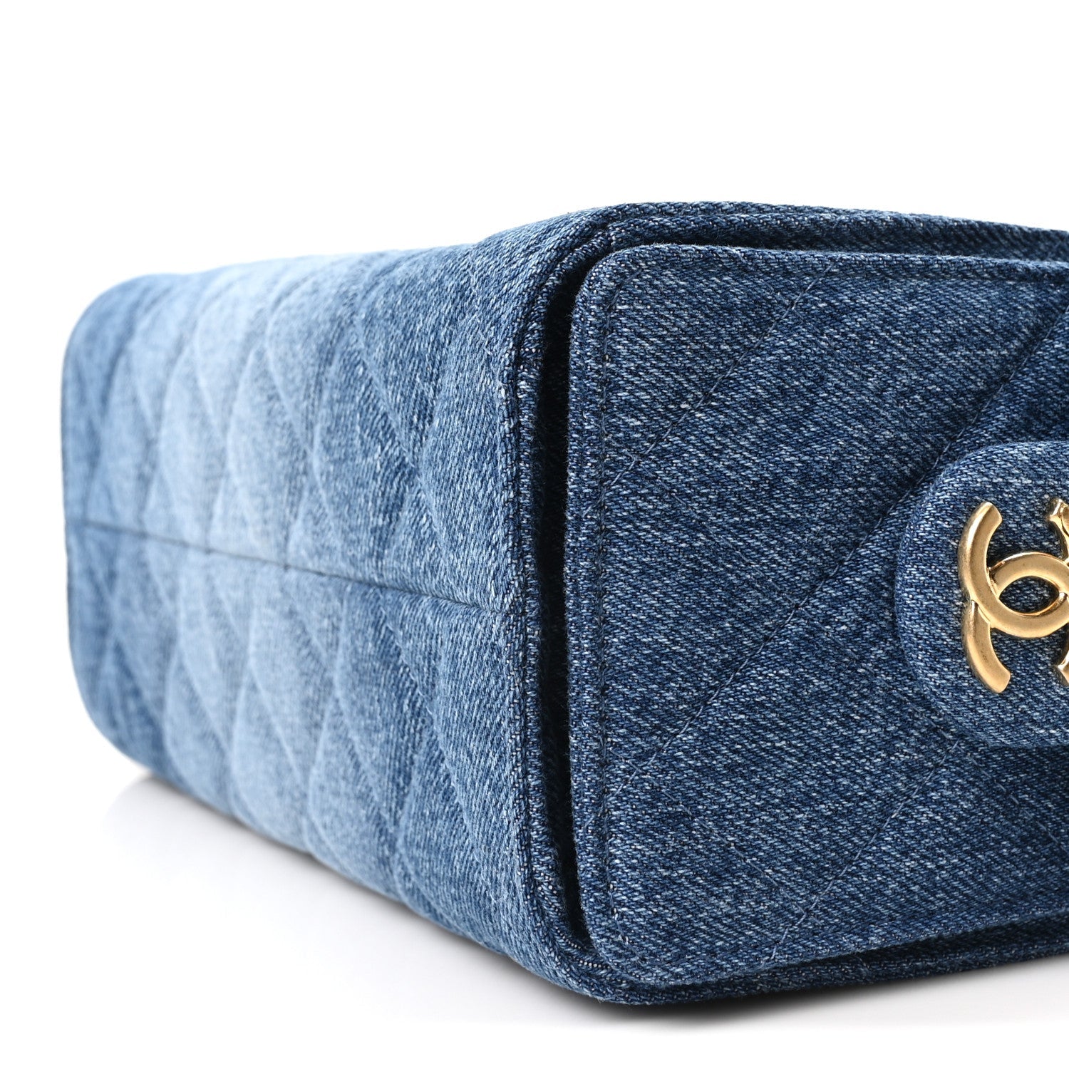 Washed Denim Quilted Mini Chanel 25 Handbag Blue