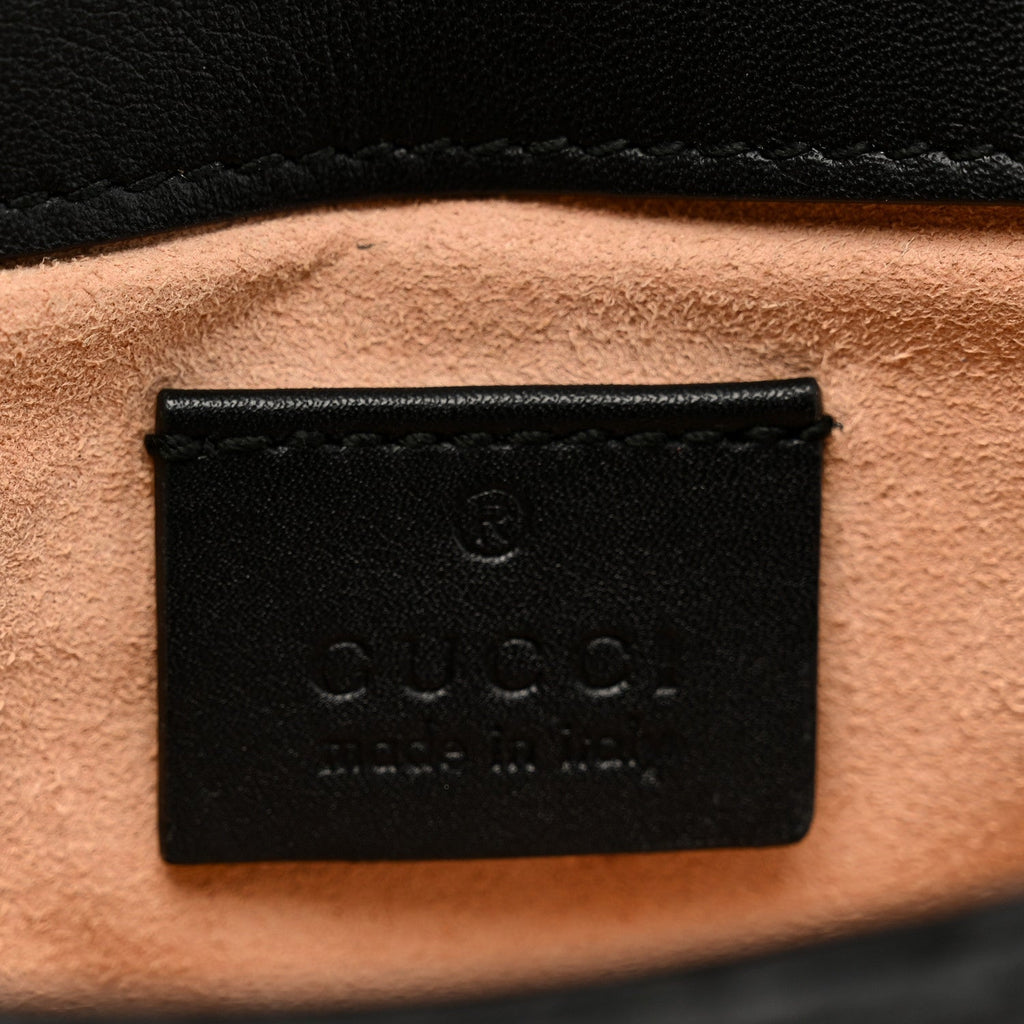 Calfskin Matelasse Super Mini GG Marmont Shoulder Bag Black