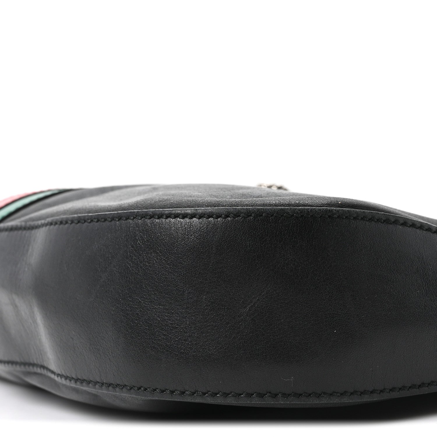 Calfskin Web Stripe Medium Dionysus Hobo Black