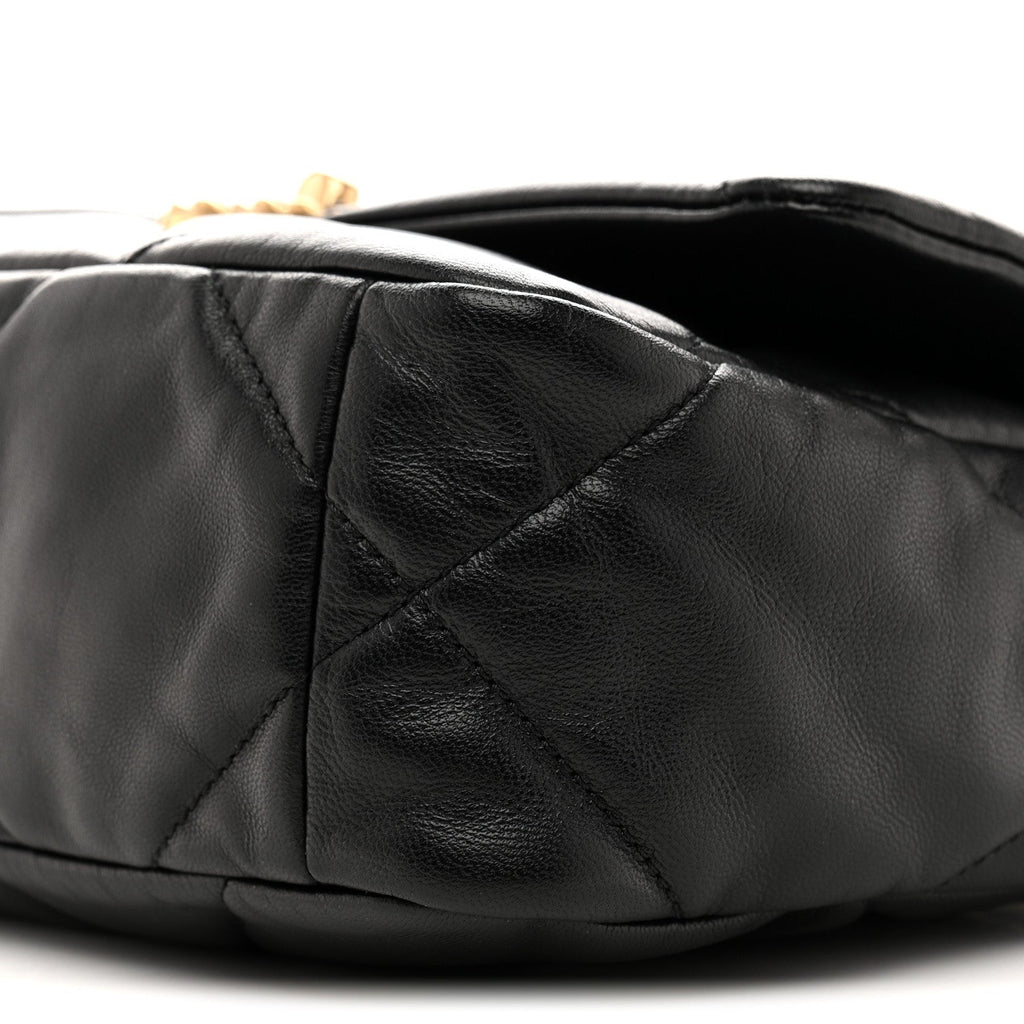 Shiny Goatskin Quilted Medium Chanel 19 Flap Black