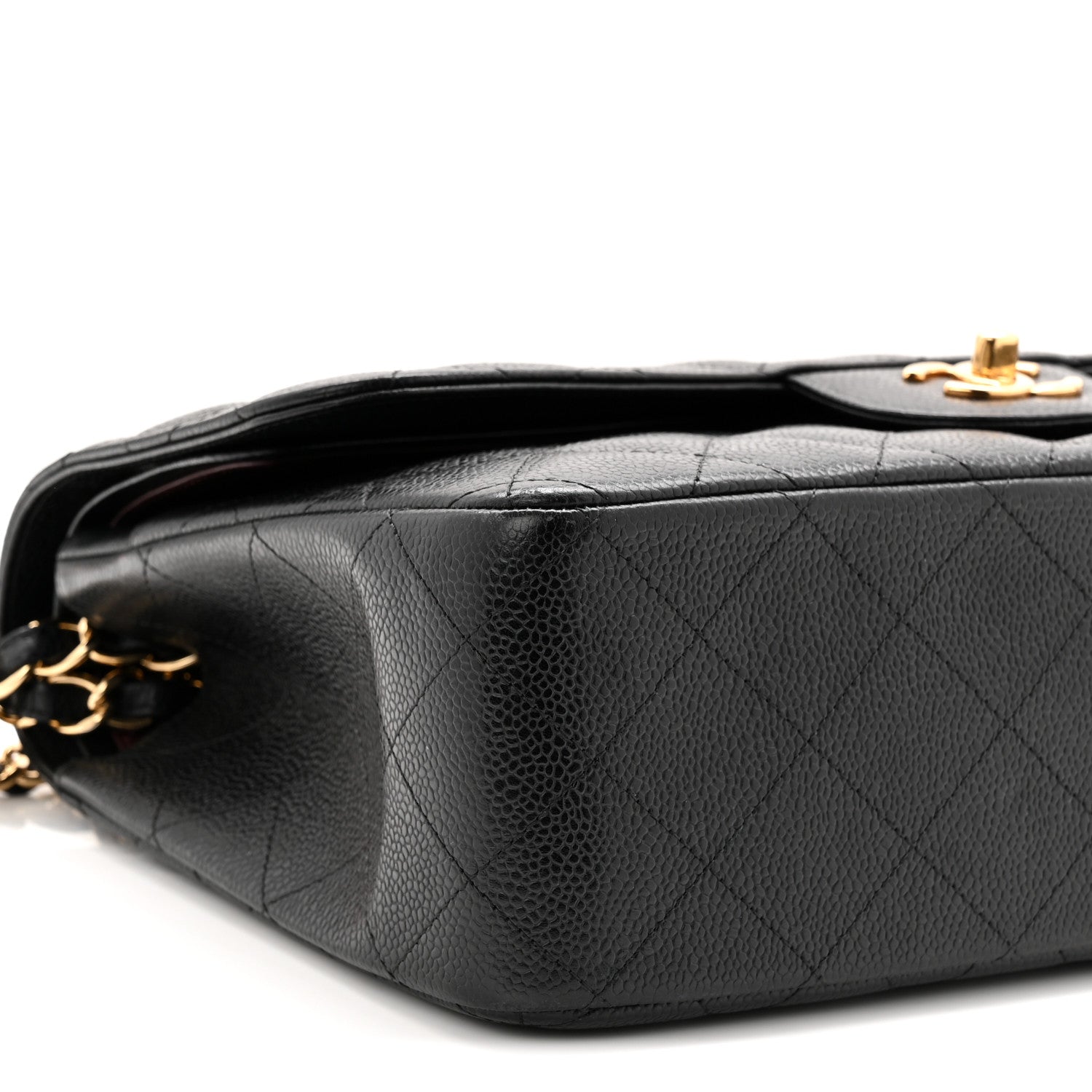 Caviar Quilted Jumbo Double Flap Black