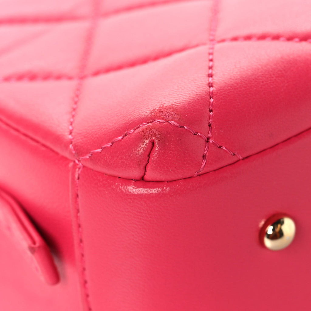 Lambskin Quilted Small Trendy CC Bowling Bag Pink