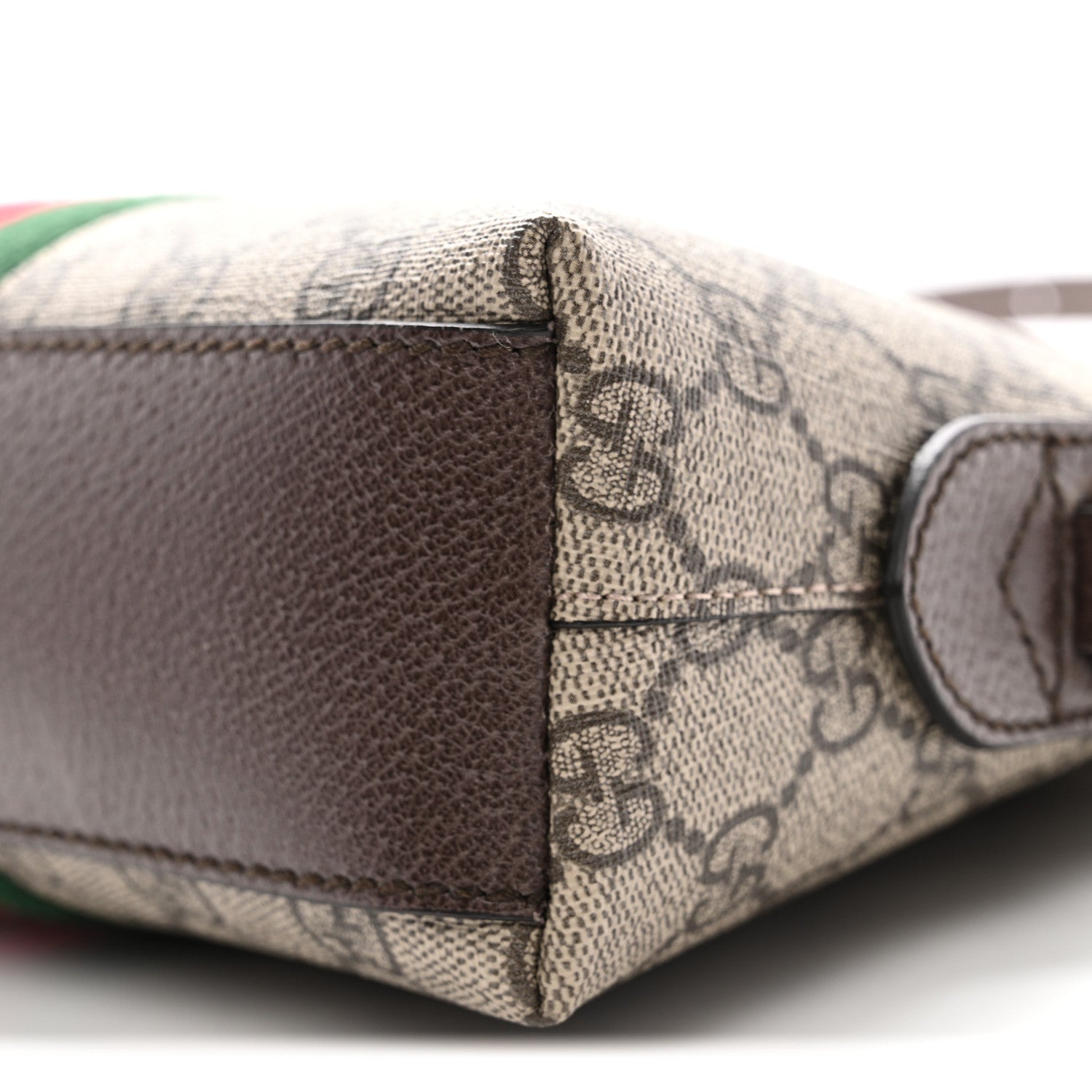 GG Supreme Monogram Textured Dollar Calfskin Web Small Ophidia Dome Shoulder Bag Beige Ebony New Acero