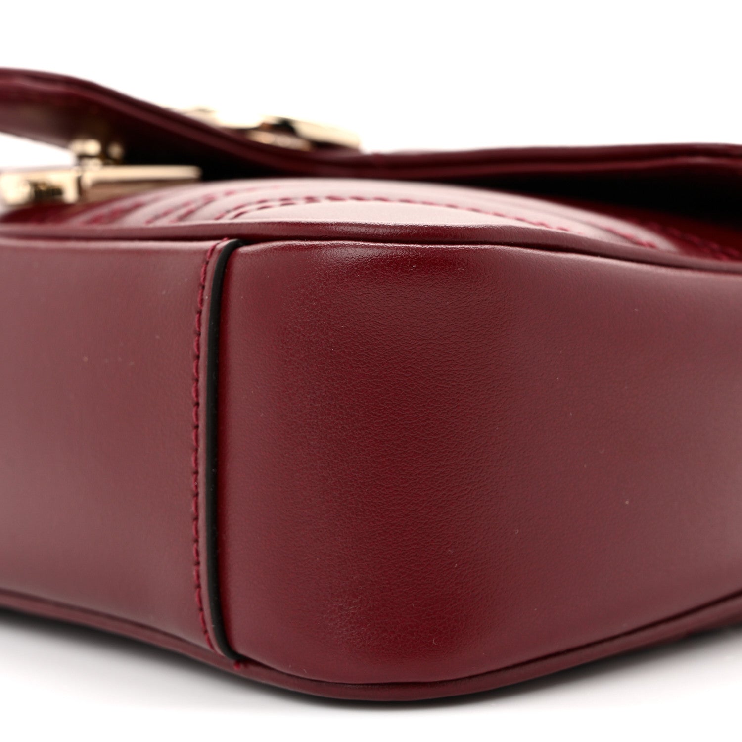 Calfskin Matelasse Mini GG Marmont Shoulder Bag Rosso Ancora