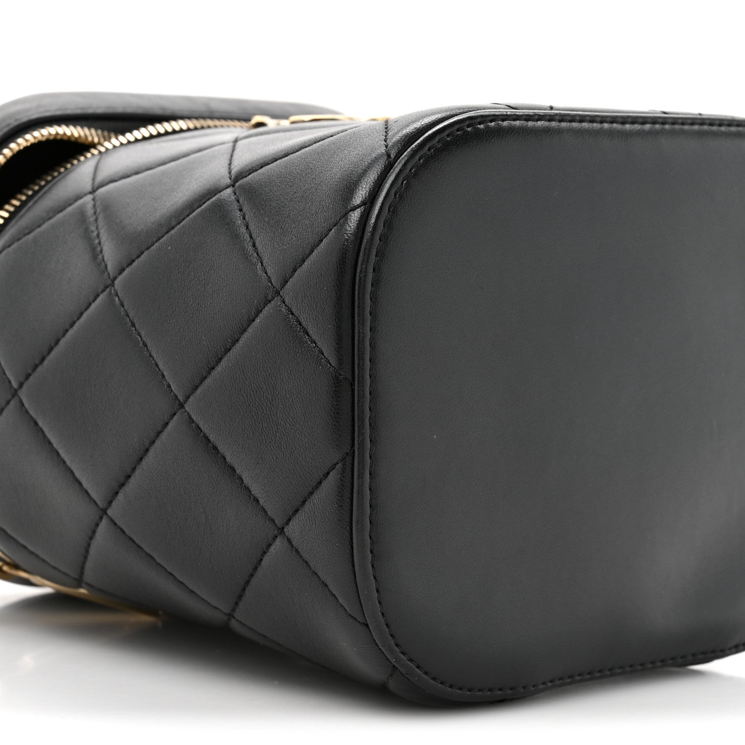 Lambskin Quilted Trendy Vanity Case Black