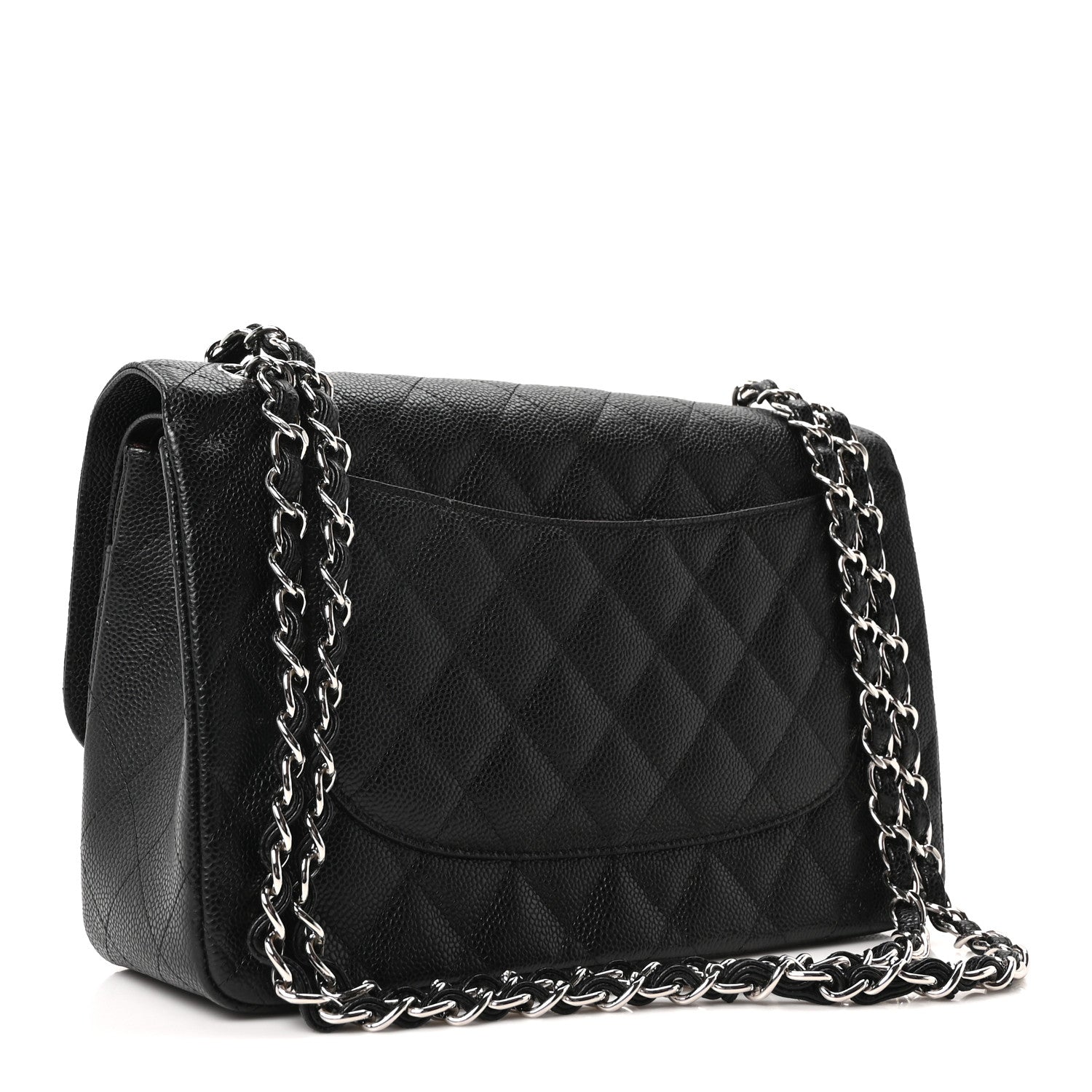 Caviar Quilted Jumbo Double Flap Black