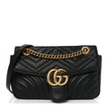 Calfskin Matelasse Small GG Marmont Shoulder Bag Black