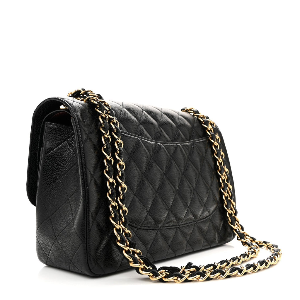 Caviar Quilted Jumbo Double Flap Black