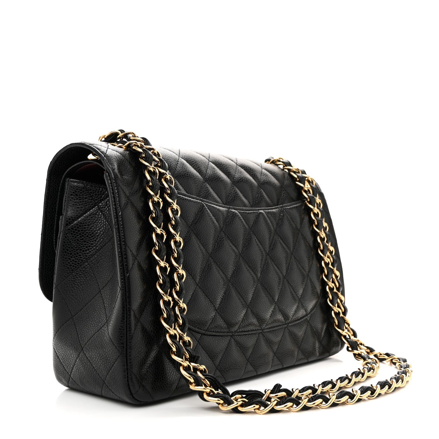 Caviar Quilted Jumbo Double Flap Black