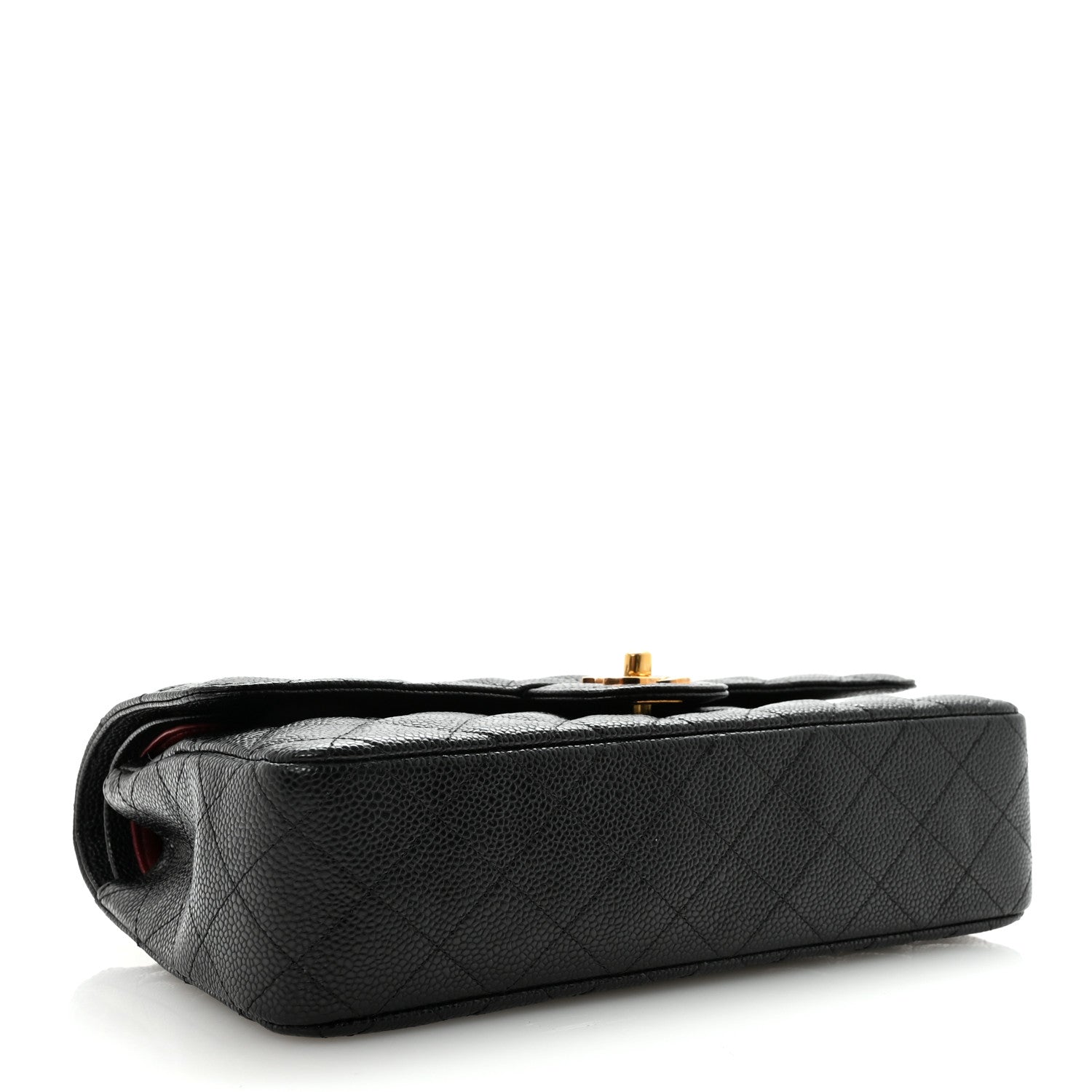 Caviar Quilted Medium Double Flap Black