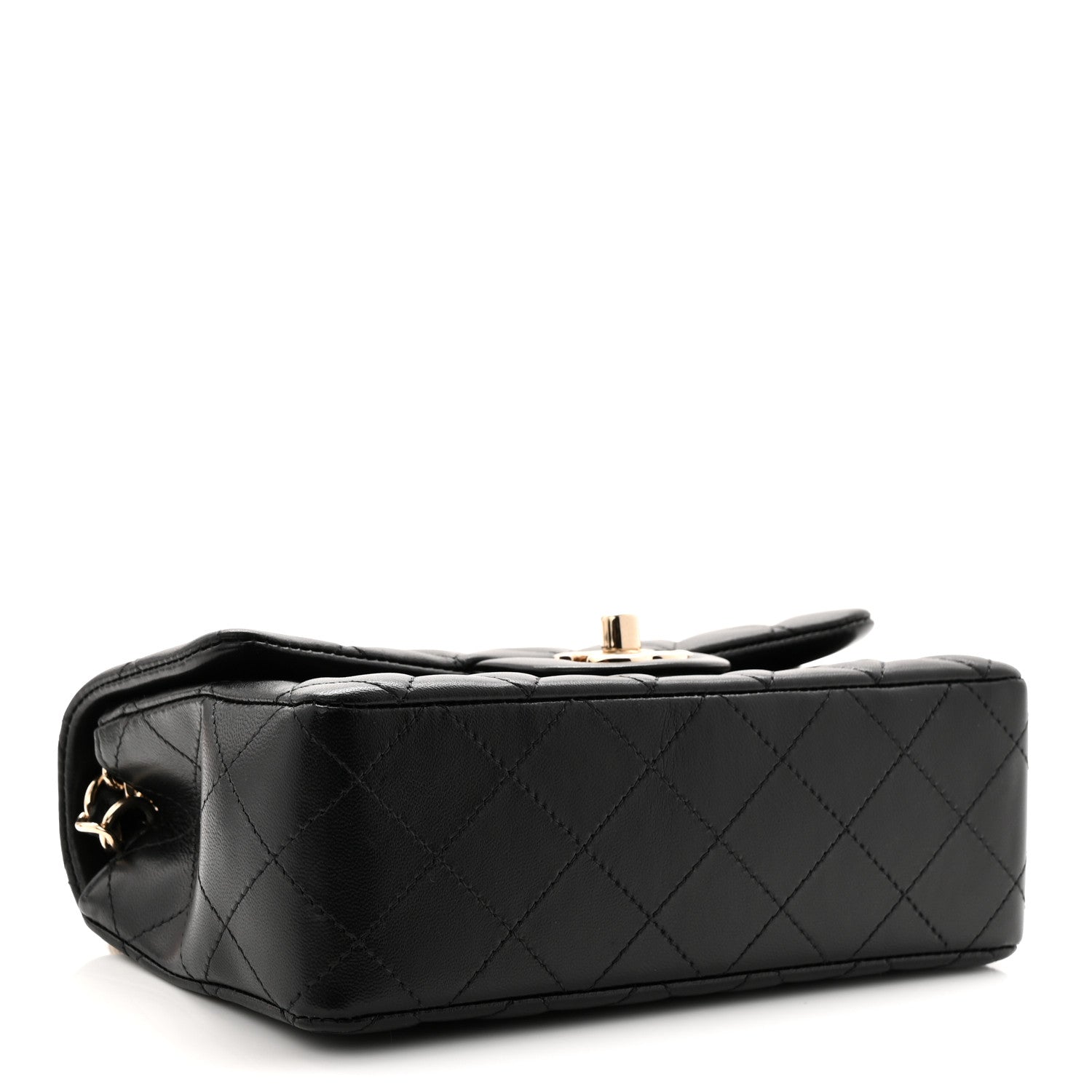 Lambskin Quilted Mini Rectangular Flap Black