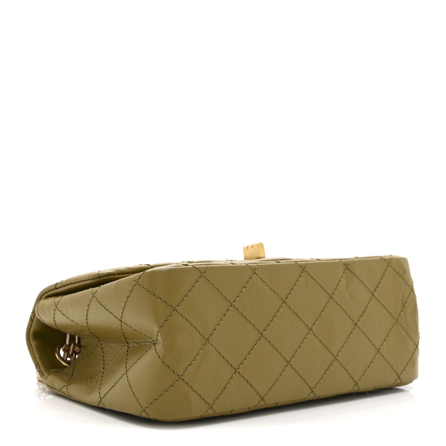 Aged Calfskin Quilted 2.55 Reissue 224 Flap  Khaki