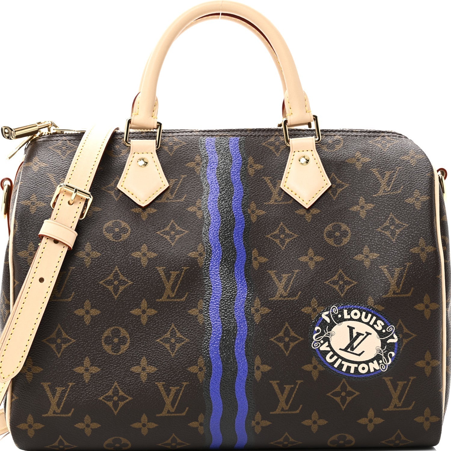 Mon Monogram Speedy Bandouliere 30 Indigo Blue Khaki