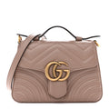 Calfskin Matelasse Mini GG Marmont Top Handle Shoulder Bag Porcelain Rose