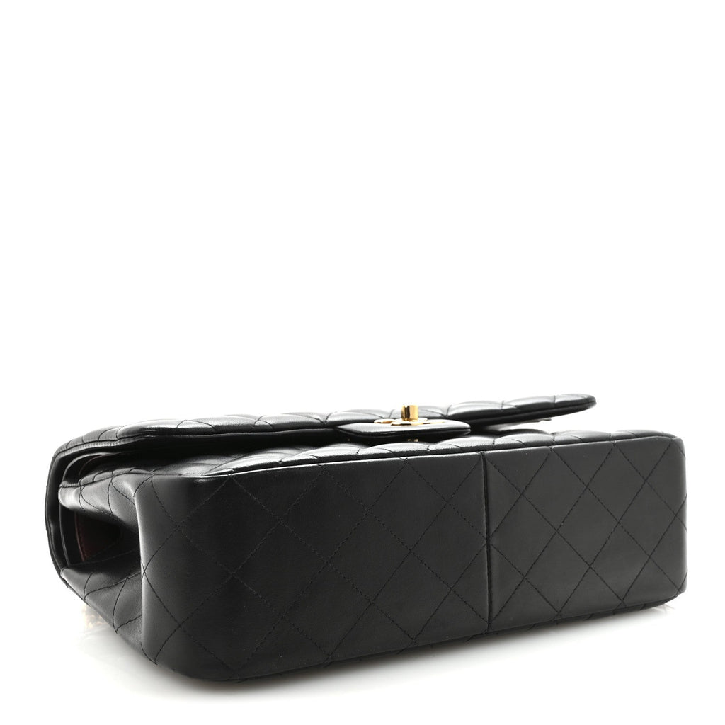 Lambskin Quilted Jumbo Double Flap  Black