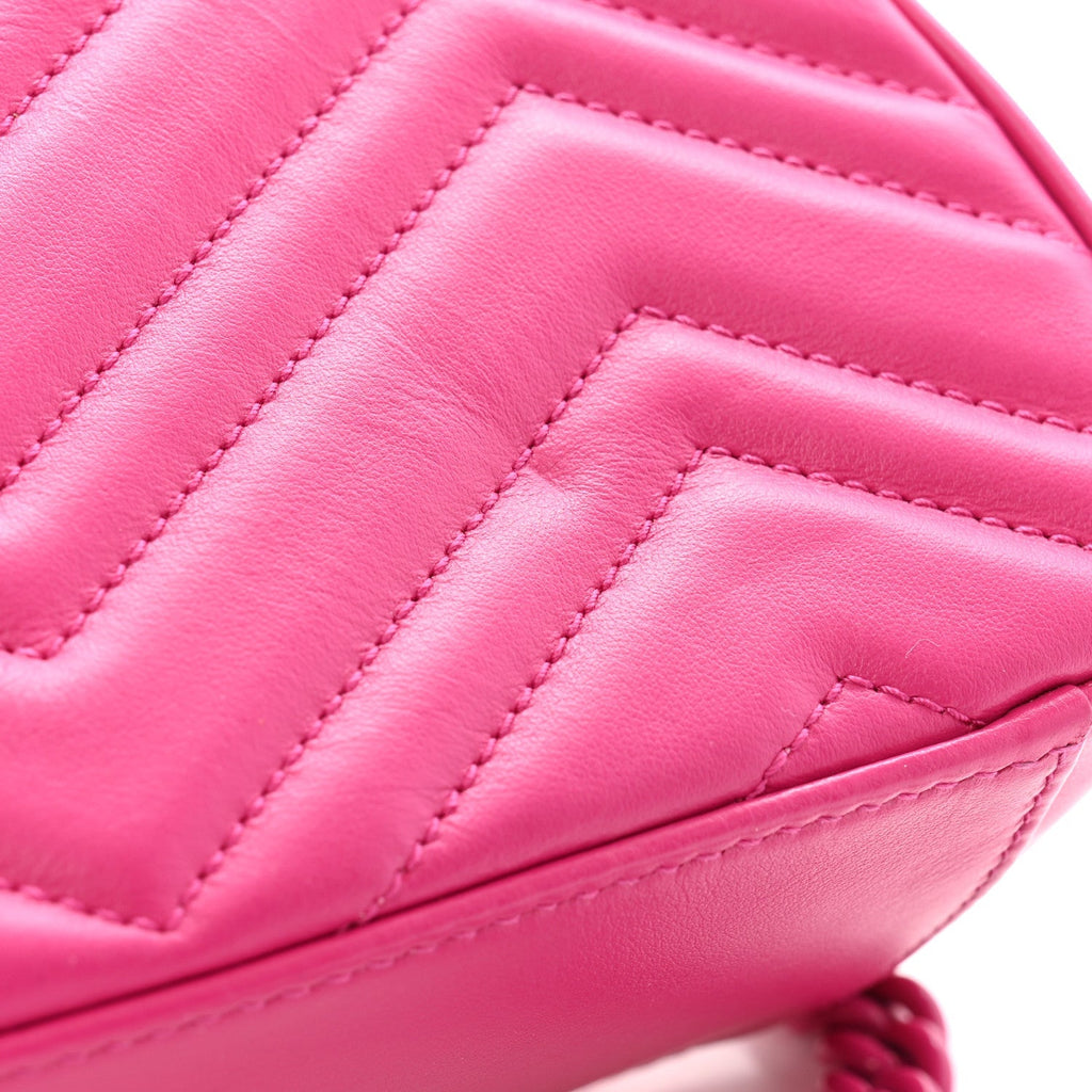 Calfskin Matelasse Monochrome Mini GG Marmont Top Handle Shoulder Bag Classic Fuxia
