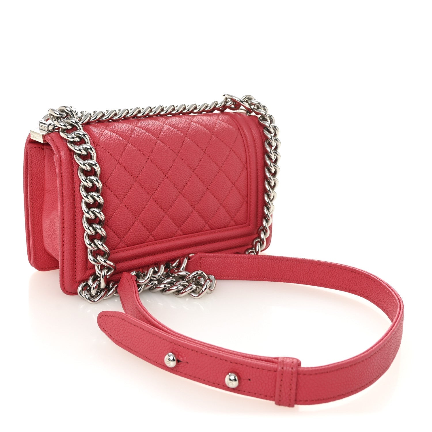 Caviar Quilted Small Boy Flap Red