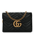 Calfskin Matelasse GG Marmont Chain Wallet Black