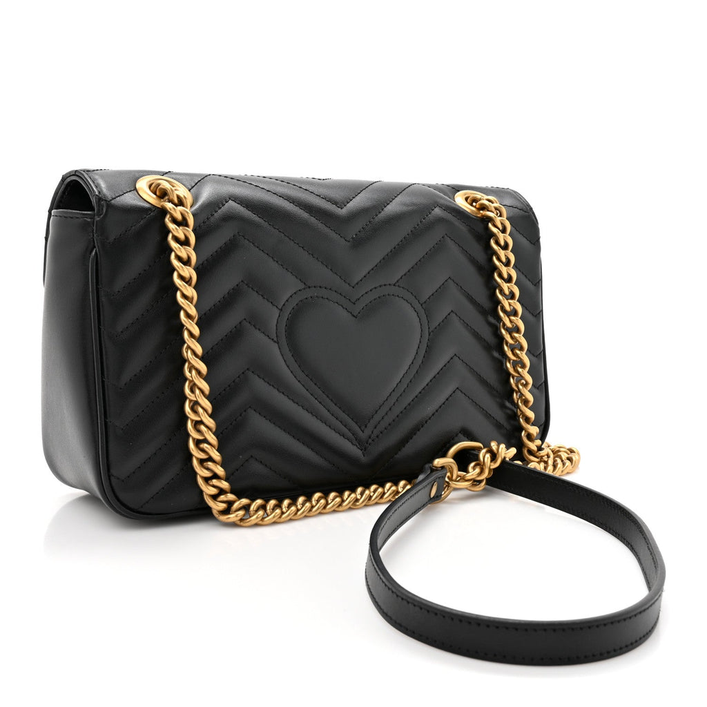 Calfskin Matelasse Small GG Marmont Shoulder Bag Black