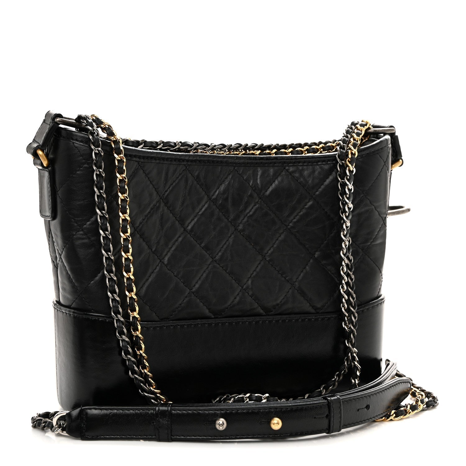 Aged Calfskin Quilted New Medium Gabrielle Hobo Black