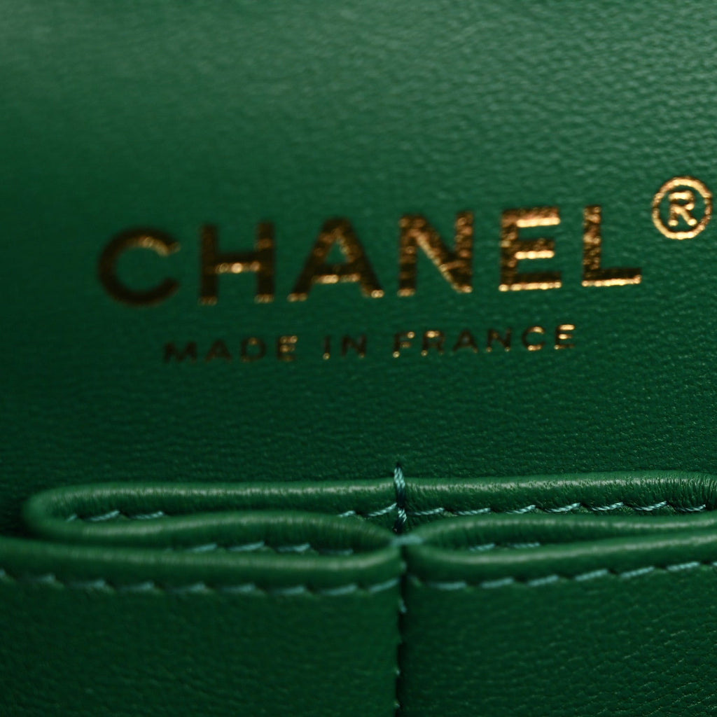 Caviar Quilted Small Double Flap Green