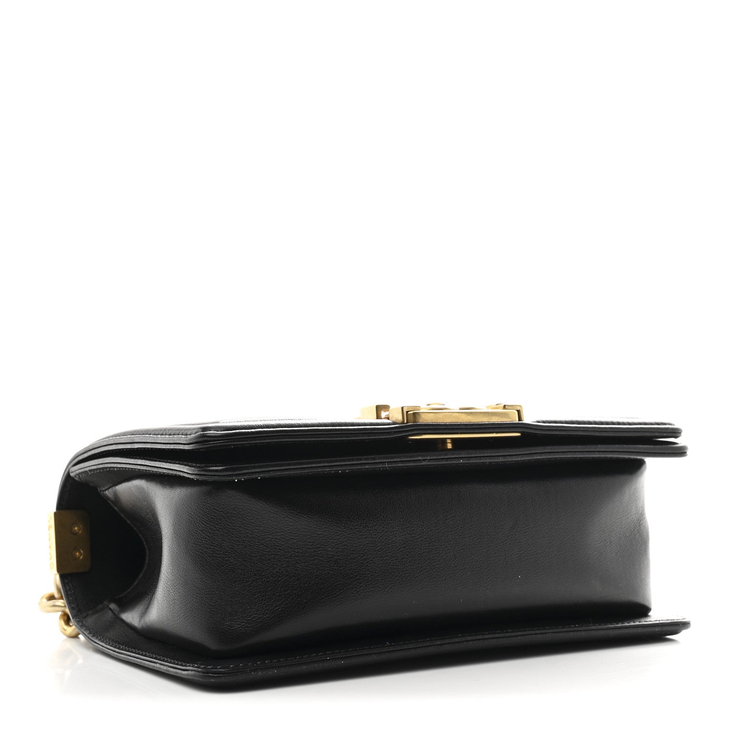 Calfskin Quilted Small Boy Flap Black