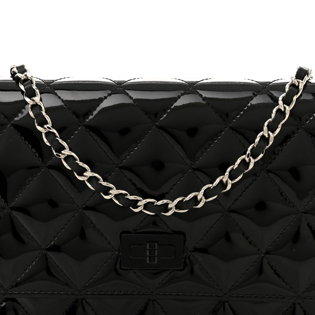 Patent Calfskin Quilted Reissue Wallet On Chain WOC So Black