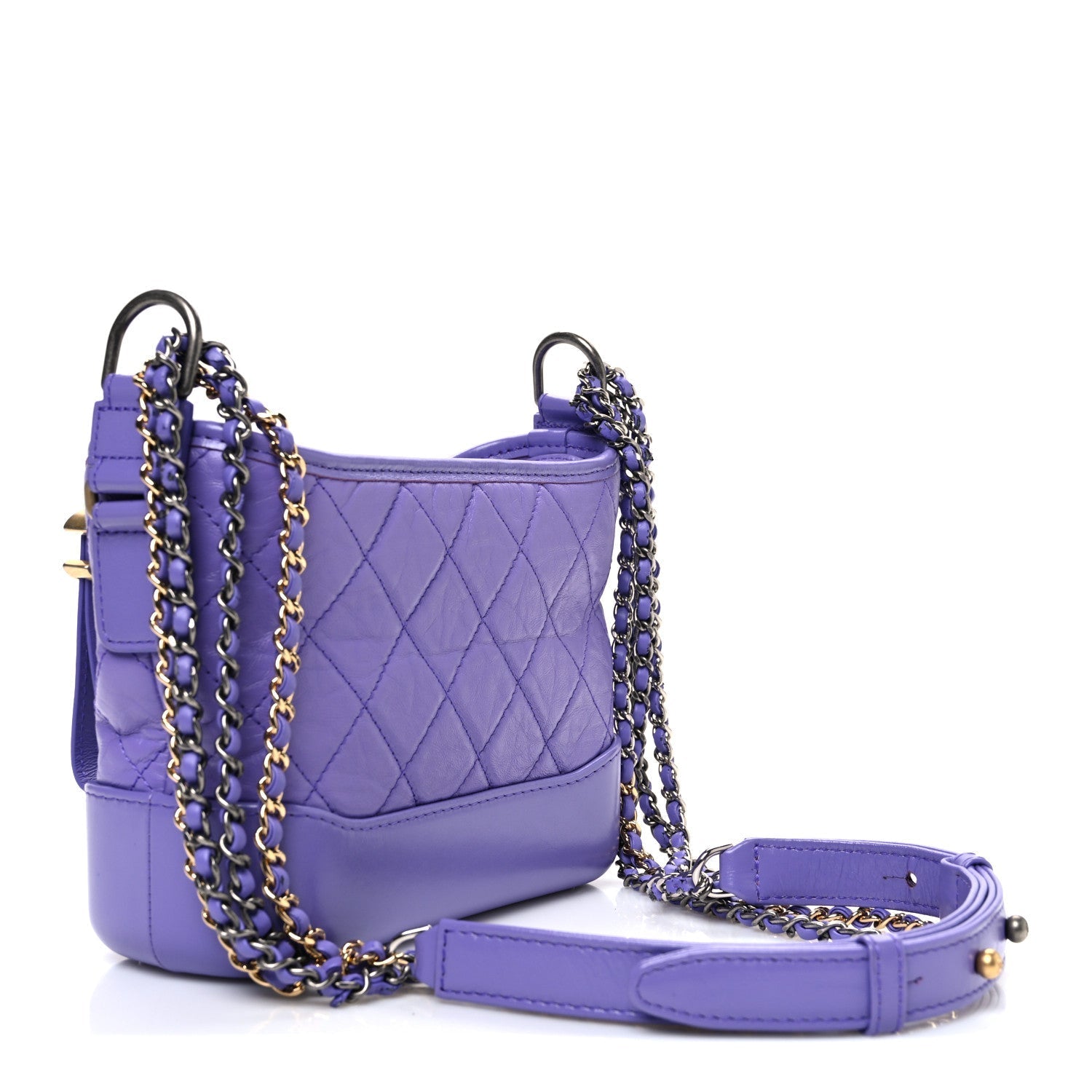Aged Calfskin Quilted Small Gabrielle Hobo Purple