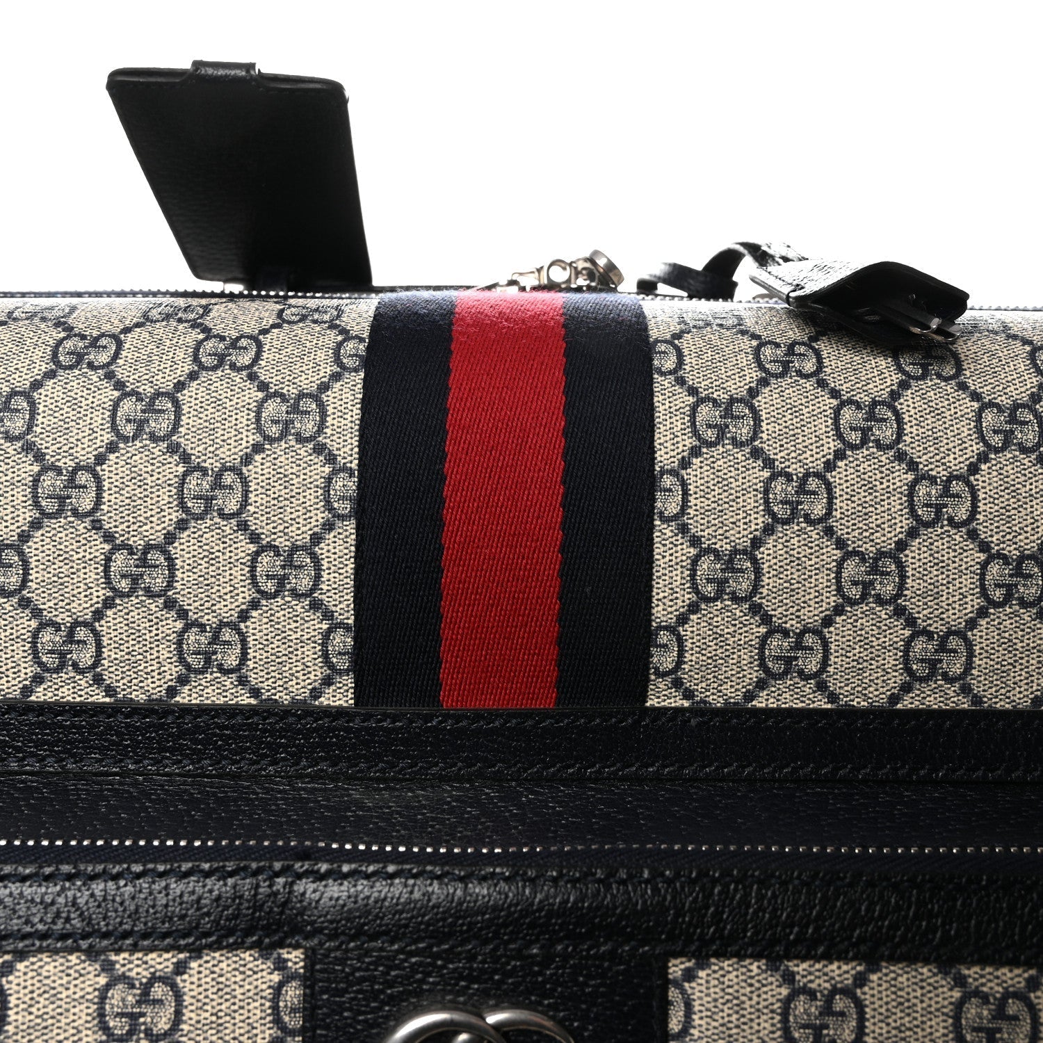 GG Supreme Monogram Web Medium Savoy Trolley Beige Blue
