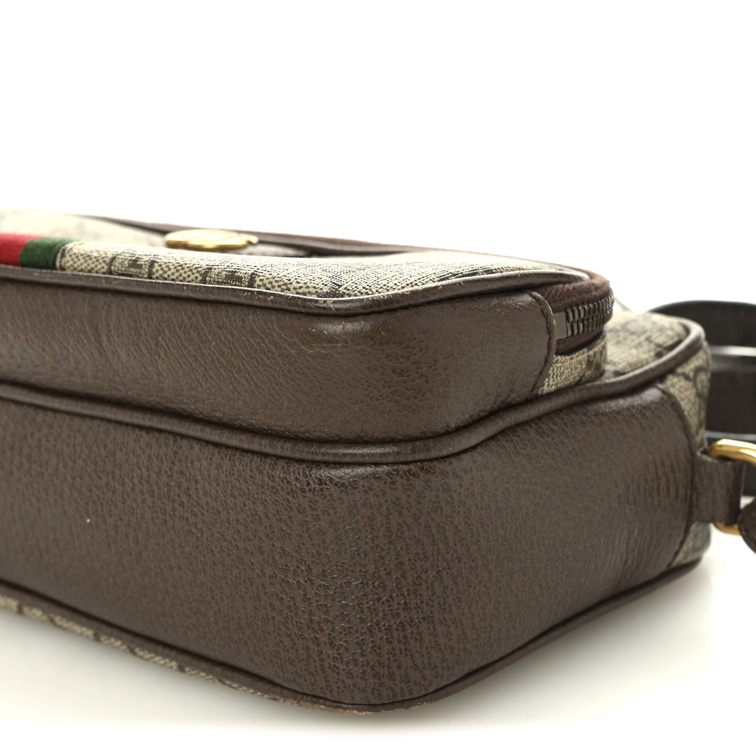 GG Supreme Monogram Textured Dollar Calfskin Web Small Ophidia Convertible Shoulder Bag Beige Ebony New Acero