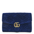 Velvet Matelasse GG Marmont Clutch Cobalt Blue