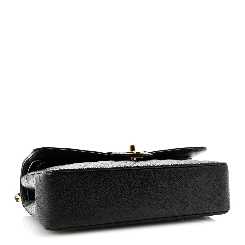 Caviar Quilted Medium Double Flap Black