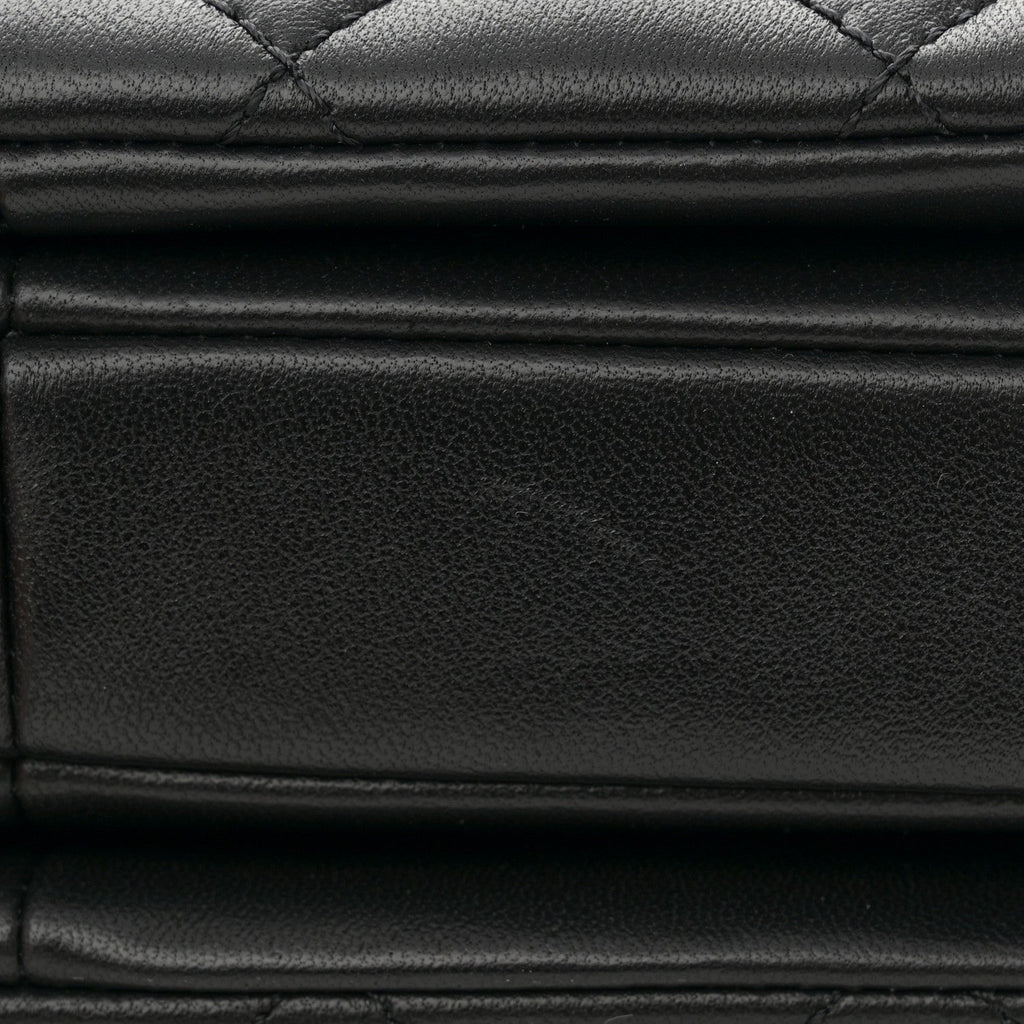 Lambskin Quilted Mini Trendy CC Dual Handle Flap Bag Black