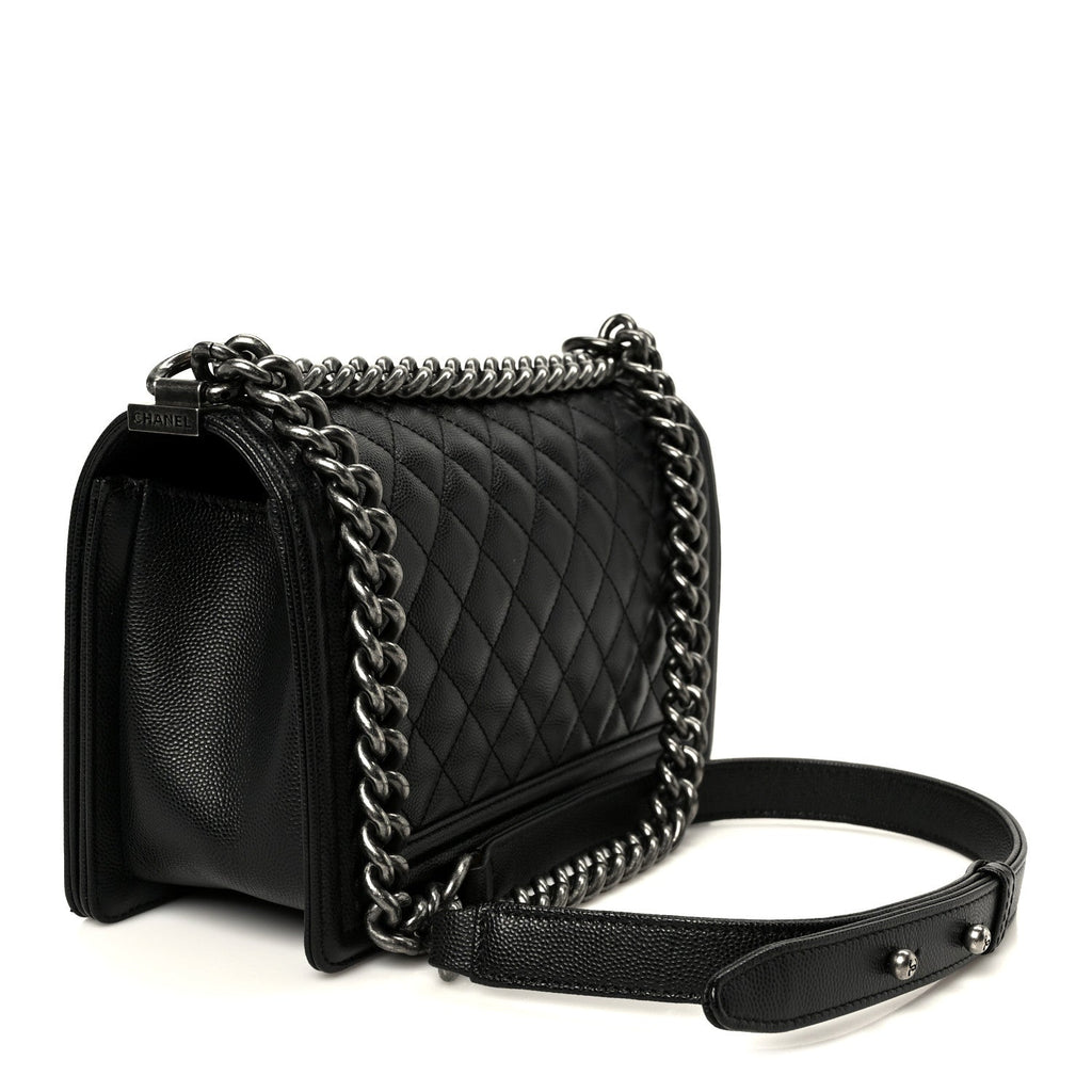 Caviar Quilted Medium Boy Flap Black