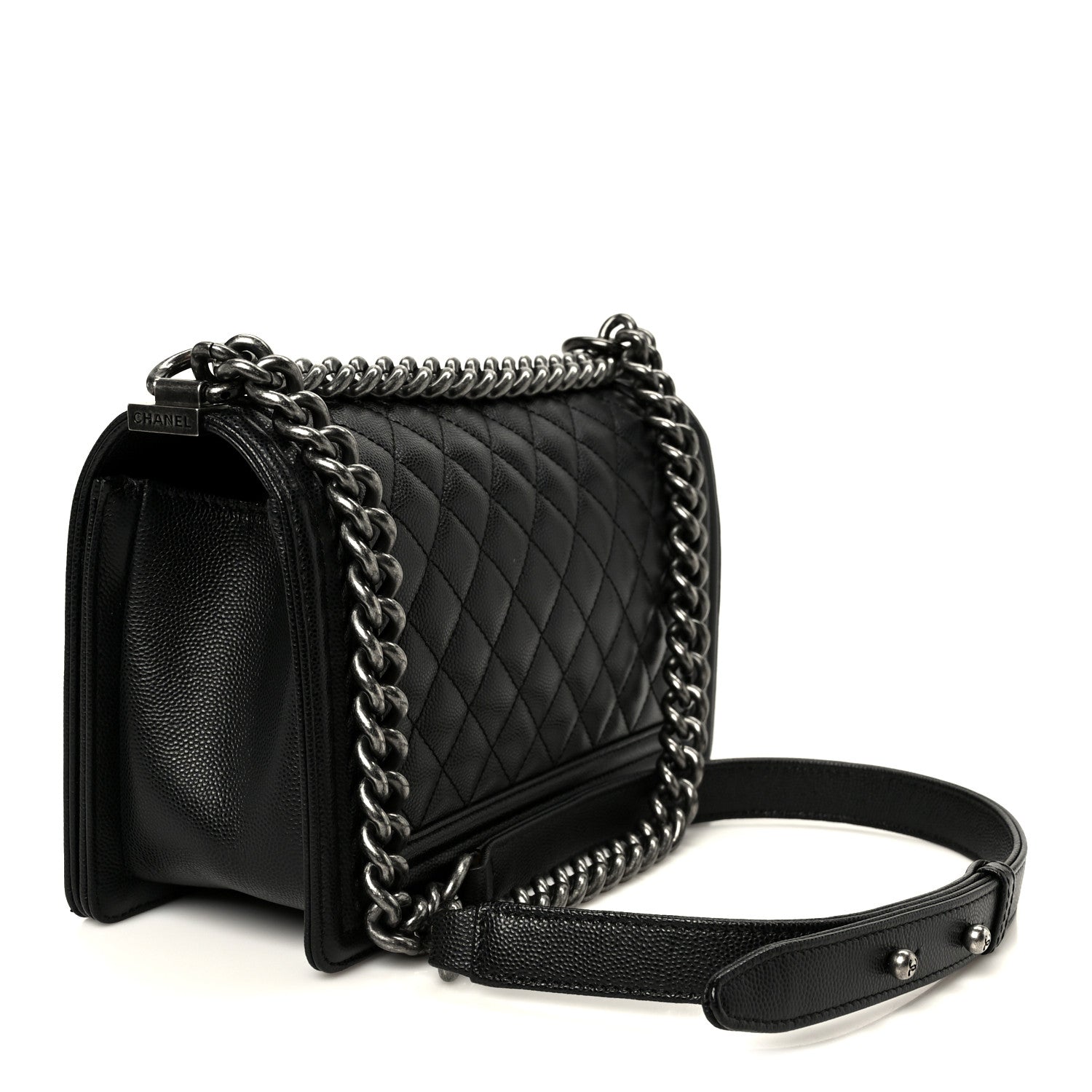 Caviar Quilted Medium Boy Flap Black