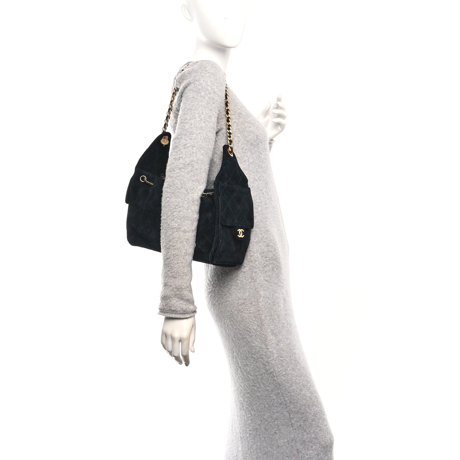 Suede Quilted Small Chanel 25 Handbag Black